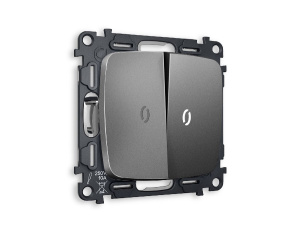 Комплект механизма 2-кл проходного выключателя с подсветкой Ambrella Volt Omega MO654035