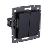 Выключатель 2-клавишный 10А/250В с LED подсветкой, черный Kollinger REA-S-008BK для Aspekt, Eleganz, Reflex