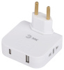 Разветвитель электрический Эра SPF-2-FL-USBC поворотный на 2 розетки + 2USB A+C 10А белый Б0069090