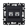 Розетка двойная Ethernet RJ45 Cat.6, черный Kollinger Asthetik AS-018BK