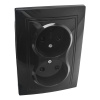 Розетка 2П двойная с защ. шт. скрытой установки 16А 250В IP20, черная (керамика) "Дельта" General 477318