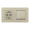 Выключатель одноклавишный с розеткой Arte Milano SET16-2-40-1-30-1 shampan