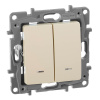 Переключатель двухклавишный Legrand Etika с подсветкой 10A 250V слоновая кость 672316