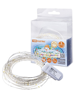 Светодиодная гирлянда TDM Electric Роса50 2хCR2032 теплый белый без мерцания SQ0361-0055
