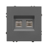 Розетка компьютерная двойная софт-тач серый базальт Arlight SCT-MPC2-SFPL-GR (2хRJ-45, CAT6) 054315(1)