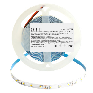 Светодиодная лента Saffit SST01 12В 6Вт/м 4000К 5м IP20 55238