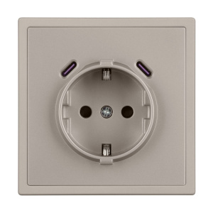 Розетка зк со шторками с USB тип C+С софт-тач кашемир Arlight SCT-MUCC-SFPL-CA (250V, 16A) 061814(1)