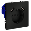 Розетка с USB, А+А Voltum S70 VLS040408 (черный матовый