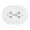 Круглая розетка двойная с/з и шторками Arte Milano SET08-double-40-2 white