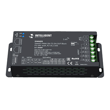 Диммер Arlight SMART-PWM-104-73-SH-SUF Black (12-48V, 4x6A, RJ-45, 2.4G) (IARL, IP20 Металл) 055881