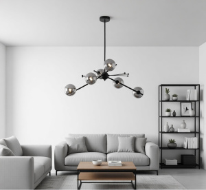 Люстра на штанге Delight Collection 9303P-6 black/smoky