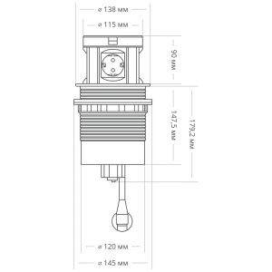 Блок розеток 107J (4 секции, 2 USB и 2 HDMI) Mebax 00-00001170