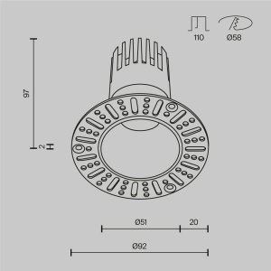 Встраиваемый светильник Maytoni Dip DL120-10W-2.7K-TRS-B