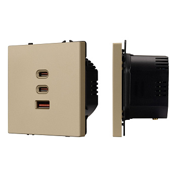 Механизм розетки с быстрой USB зарядкой Arlight SCT-NOBE-MUACC-SFPL-FC-GD (65W, QC3) 061836