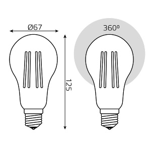 Светодиодная филаментная лампа Gauss Basic Filament E27 23W 4100K 40712232