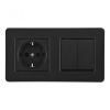 Выключатель двухклавишный с розеткой Arte Milano SET16-2-40-1-30-2 black
