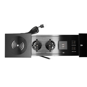 Блок розеток JX (Slide Top) (2 секции RJ-45 + 2 USB беспр.зарядка с кабелем питания) Mebax 00-00002893