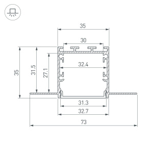 Профиль Arlight LINIA32-FANTOM-2000 ANOD (Алюминий) 049950(1)
