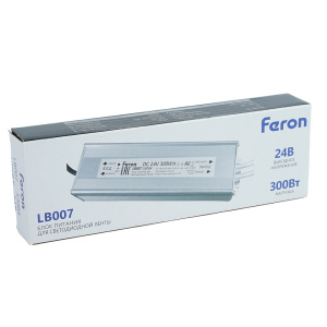 Трансформатор электронный для светодиодной ленты Feron LB007 300W 24V IP67 (драйвер) 53084