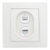 Розетка телефонная RJ11 + компьютерная RJ45 скрытой установки IP20,слоновая кость "Дельта" General 477279