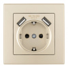 Комплект розетки с/з и шторками + USB и рамкой Arte Milano SET06-1-47-1 shampan
