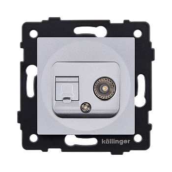 Розетка двойная TV (мама) + RJ45 Cat.6, серый Kollinger REA-021GY для Aspekt, Eleganz, Reflex