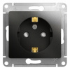 Розетка с/з со шторками, 16А Systeme Electric Glossa Антрацит GSL000745