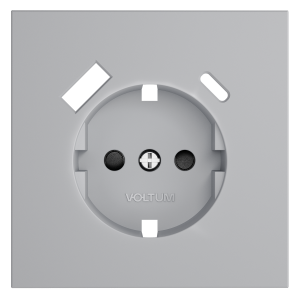Накладка для розетки с заземлением и защитными шторками, с USB A+C Voltum S70 (серый) VLS001016