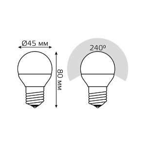 Лампа светодиодная диммируемая Gauss E27 7W 6500K шар матовый 105102307-S