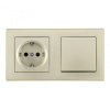 Выключатель одноклавишный с розеткой Arte Milano SET06-2-30-1-40-1 shampan