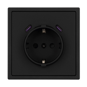 Розетка зк со шторками с USB тип C+С софт-тач черный оникс Arlight SCT-MUCC-SFPL-BK (250V, 16A) 061813(1)