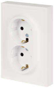 Розетка Эра Galaxy 15-2105-08 с заземлением двойная 2X2P+E Schuko со шторками IP20 16А-250В белый матовый Б0070711