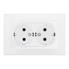 Розетка двойная с/з и шторками Arte Milano SET06-double-40-2 white