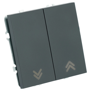 Выключатель двухклавишный Stekker Эмили RSW10-5116-05 черный уголь soft touch 50824
