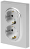 Розетка Эра Arktik 16-2104-03 двойная с заземлением 2X2P+E Schuko 16А-250В алюминий Б0070446