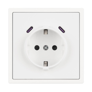Розетка зк со шторками с USB тип C+С софт-тач белый кварц Arlight SCT-MUCC-SFPL-WH (250V, 16A) 061818(1)