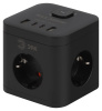 Сетевой фильтр ЭРА CUBE-3es-1,5m-4USB-B куб с заземлением с выключателем 3 розетки+4xUSBA+C 1,5м 16А черный Б0069074