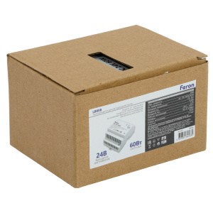 Трансформатор электронный на DIN-рейку Feron LB008 60W 24V IP20 52133