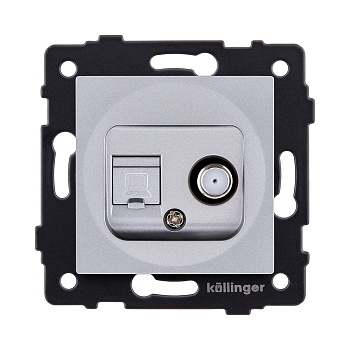 Розетка двойная спутниковая SAT + RJ45 Cat.6, серый Kollinger REA-014GY для Aspekt, Eleganz, Reflex