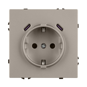 Розетка зк со шторками с USB тип C+С софт-тач кашемир Arlight SCT-MUCC-SFPL-CA (250V, 16A) 061814(1)