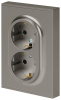Розетка Эра Arktik 16-2105-07 двойная с заземлением 2X2P+E Schuko со шторками 16А-250В титан Б0070460