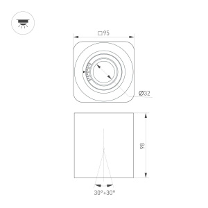 Накладной светильник Arlight SP-ACENTO-S95x95-10W Warm2700 (BK, 20-45 deg, 230V) 055749
