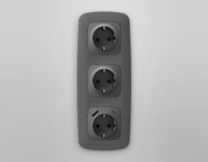 Лицевая панель для розетки с/з со шторками 2USB A+C Ambrella Volt Omega OP6600