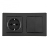 Выключатель двухклавишный с розеткой Arte Milano SET06-2-30-2-40-1 black