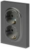 Розетка Эра Arktik 16-2104-06 двойная с заземлением 2X2P+E Schuko 16А-250В графит Б0070449
