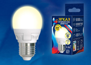 Лампа светодиодная диммируемая (UL-00004302) Uniel E14 7W 3000K матовая LED-G45 7W/3000K/E14/FR/DIM PLP01WH