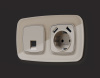Комплект механизма компьютерной розетки Ambrella Volt RJ-45 (8P8C) CAT6A экранированной с автоматической защитной шторкой OMEGA MO372005 Серо-бежевый матовый QUANT (OP3720, VM185)
