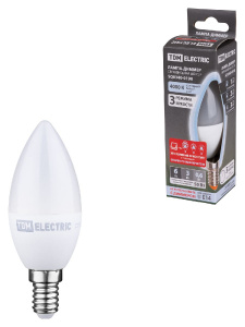 Лампа светодиодная диммируемая TDM Electric Е14 6W 4000K прозрачная SQ0340-0198