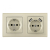 Розетка двойная (двухпостовая) с USB Arte Milano SET06-2-47-1-40-1 shampan