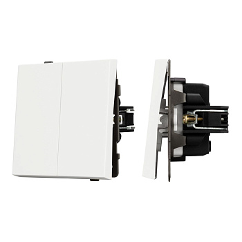 Механизм выключателя двухклавишный непроходной Arlight SWT-TENDO-MK02-SFPL-WH (230V, 10A) 054547